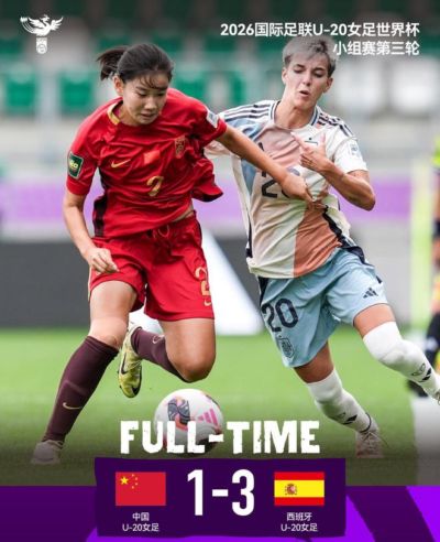 U20女足世界杯：不敌西班牙 中国队以小组第三晋级