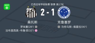 桑托斯2-1克鲁塞罗，罗埃塞建功