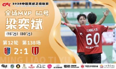 中乙-梁奕斌梅开二度 广州蒲公英2比1力克成都蓉城