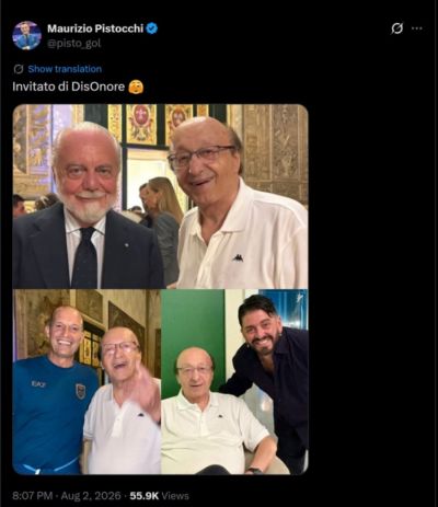 记者不满莫吉参加那不勒斯百年庆典:不光彩的嘉宾