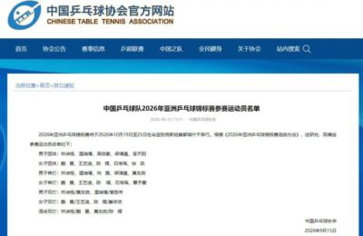 中国乒乓球队亚锦赛参赛名单公布