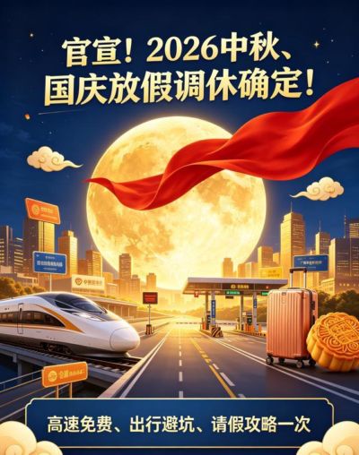 官宣！2026中秋、国庆放假调休确定！高速免费出行避坑、请假攻略