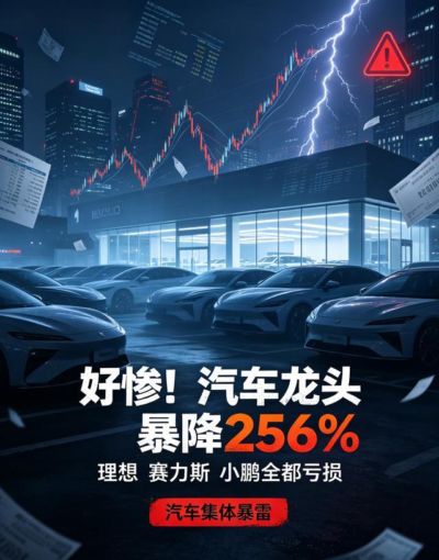 好惨！汽车龙头暴降256%，理想赛力斯小鹏全都亏损，汽车集体暴雷