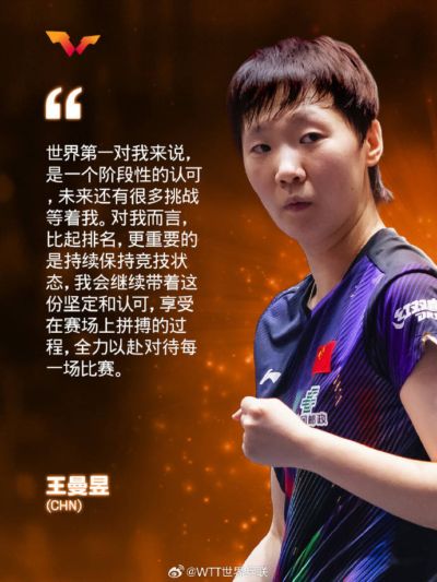 王曼昱谈登顶世界第一：未来还有很多挑战
