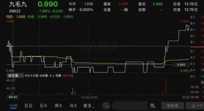 九毛九，股价真的跌到九毛九