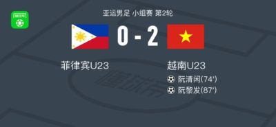 越南U23 2-0菲律宾U23，阮清闲破门，阮黎发锁定胜局