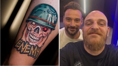 那不勒斯体育总监曼纳在大腿上纹骷髅，致敬说唱歌手