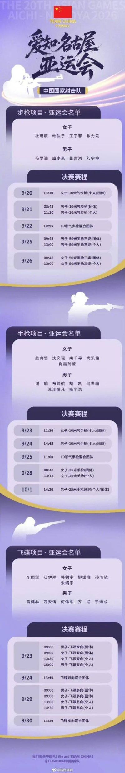 中国射击队因酒店远不参加亚运开幕式
