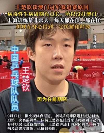 抵达日本仅2天，王楚钦终于坦言退赛真相，和我们想的都不太一样