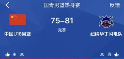 热身赛-中国U18男篮惜败纽纳华丁闪电队 张子一19分 刘玄昱12+7