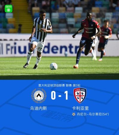 三连胜！卡利亚里1-0客胜乌迪内斯，丹尼尔-马尔蒂尼制胜球