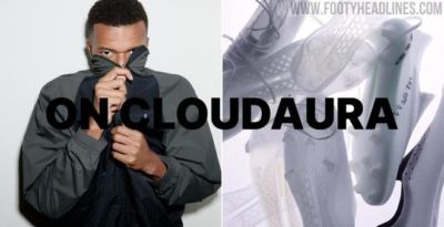 昂跑首款足球鞋可能被命名为CLOUDAURA，姆巴佩近日已上脚该原型鞋