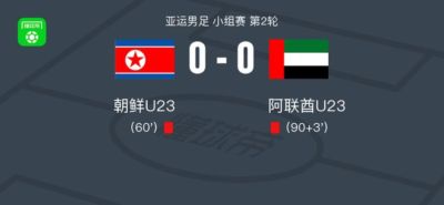 朝鲜U23 0-0阿联酋U23，双方互有攻守