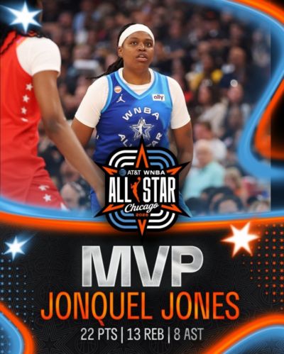 22+13+8！纽约自由人球星琼奎尔·琼斯WNBA全明星赛MVP