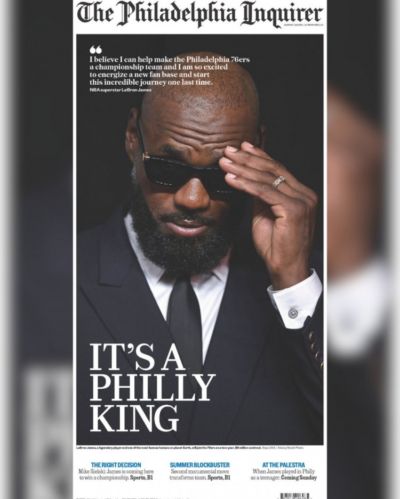 排面拉满！《费城问询报》预告明日封面詹姆斯：费城的KING