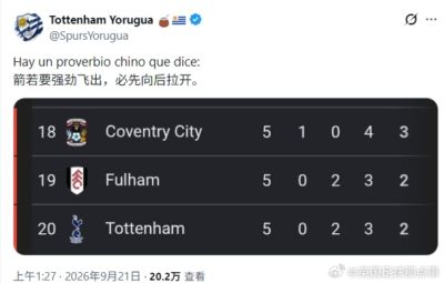 🤣热刺球迷锐评垫底：中国有句谚语，箭要强劲飞出必先向后拉弓
