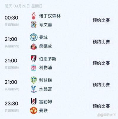 9月21日：英超5场焦点战大胆预测：曼城翻车？利物浦悬了，曼联主帅下课倒计时