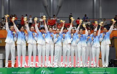 中国女排3比0完胜日本女排 实现亚运会三连冠