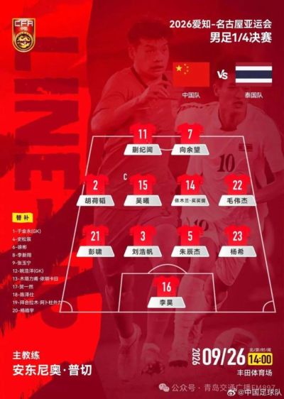 中国男足3比0胜泰国,时隔28年重回亚运会四强