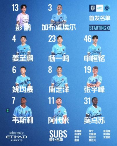 🔥深圳新鹏城客战武汉三镇首发阵容出炉！
