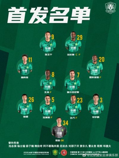 北京国安今日首发 期待延续胜利势头 我们一起战斗！
