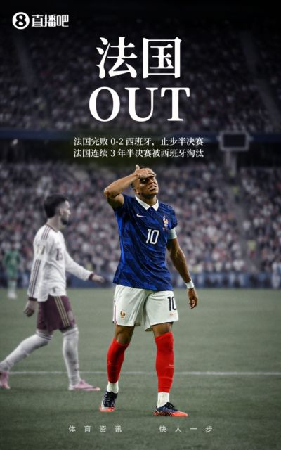 无缘决赛！法国遭西班牙淘汰，近三届世界杯战绩冠军、亚军、四强