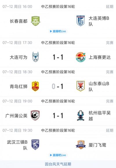 中乙综述：山东泰山B队多赛一场登顶北区1分领跑，大连可为仍第3