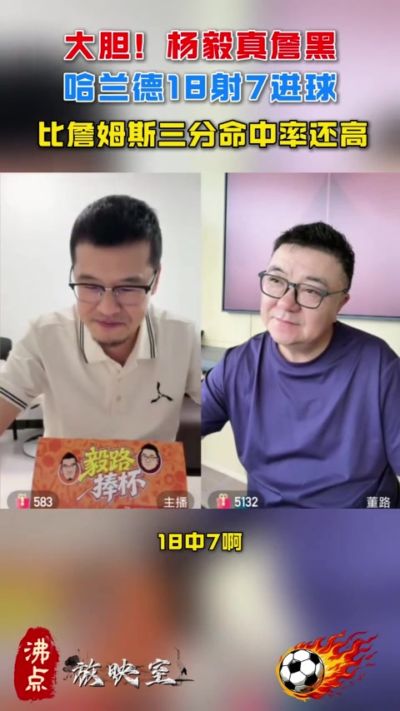 杨毅：哈兰德18射7进球 我们单位有一个詹黑说这比詹姆斯命中率高