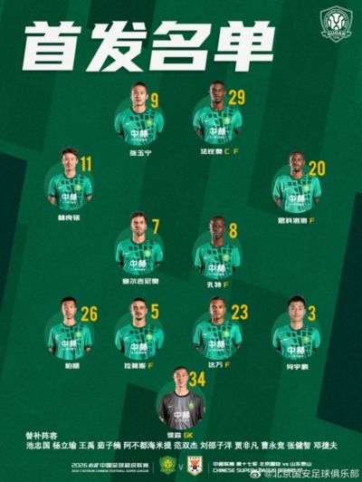 北京国安今日首发 京鲁大战 拼！
