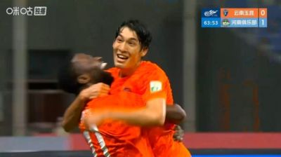 斩获中超首球！18岁布尼亚明后点包抄破门，玉昆主场1-1扳平河南