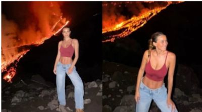 卡里乌斯妻子晒火山徒步照片，被批缺乏安全意识+着装不当