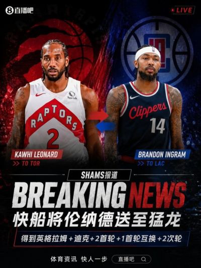 💥快船接近将伦纳德送回猛龙 得到莺歌+迪克+2首轮+1互换+2次轮