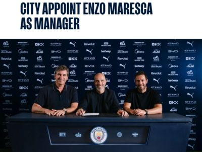 如愿以偿!曼城官宣公告中,新帅马雷斯卡被任命为“Manager”
