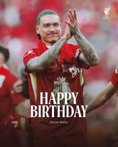 努涅斯迎来27岁生日，老东家利物浦送祝福：生日快乐！