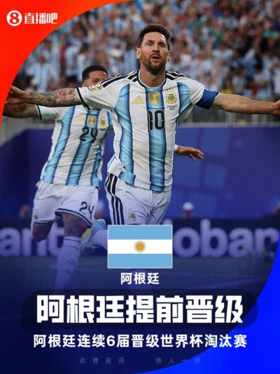 本届第4支！阿根廷提前一轮出线，连续6届晋级世界杯淘汰赛