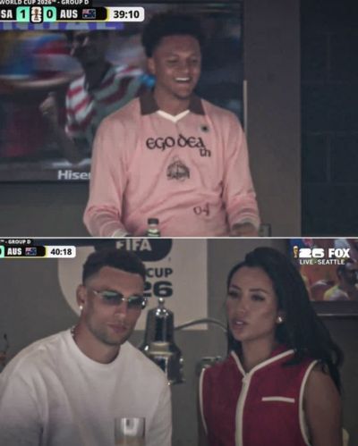 魔术球星班凯罗和国王球星拉文观战世界杯 美国队2-0澳大利亚