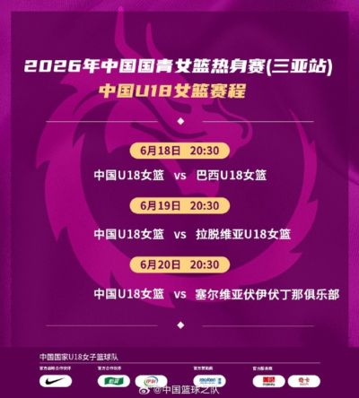 热身赛-中国U18女篮将对阵巴西、拉脱维亚、伏伊伏丁那俱乐部