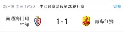 中乙综述：珂缔缘1-1战平红狮，本周末中乙预赛阶段最后一轮打响
