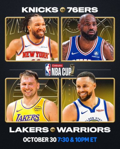 NBA杯小组赛将于10月31日打响 首日为尼克斯vs76人 湖人vs勇士