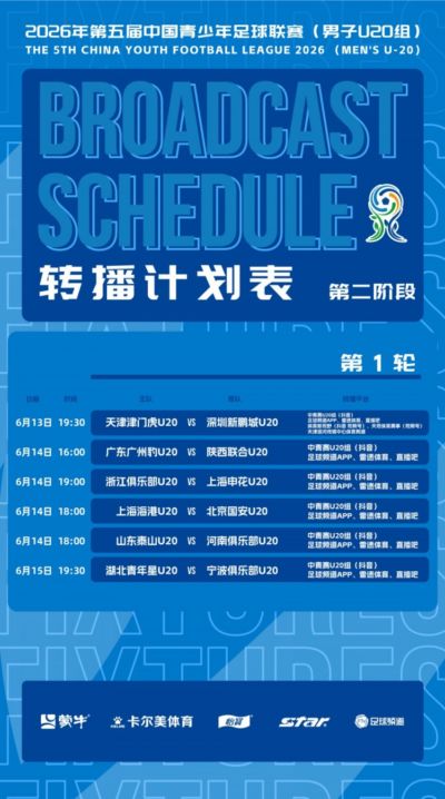 深圳新鹏城U20第二阶段主客场赛事首轮转播计划来啦！