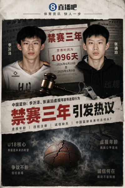 盖棺定论！U18核心李沂泽虚报年龄确凿：禁赛三年！吧友怎么看？