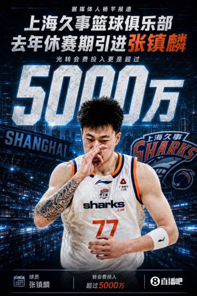双冠~媒体人：上海男篮去年引进张镇麟 光转会费投入就超过5000万