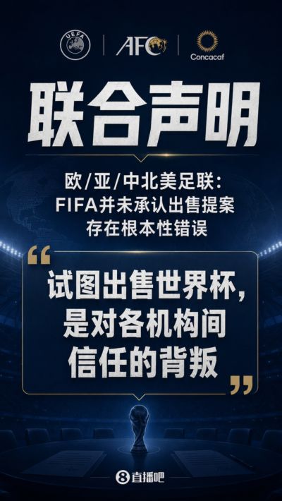 欧/亚/中北美足联联合声明：FIFA并未承认出售提案存在根本性错误