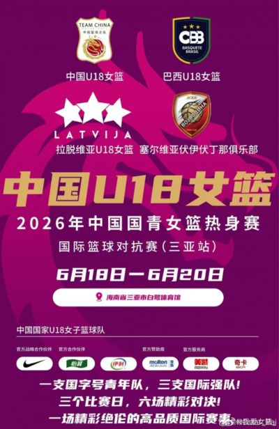 高水平国际对抗赛赛程敲定!中国U18女篮热身赛 耐高冠军队员领衔
