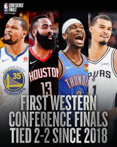 NBA官方预热西决天王山：上一次西决2-2还是18年火箭VS勇士！