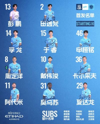 🔥深圳新鹏城客战上海申花首发阵容出炉！
