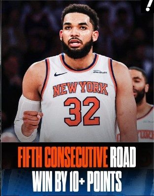 尼克斯季后赛客场五连胜且每场至少赢10分 平NBA历史纪录