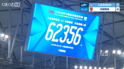 再刷新梭鱼湾上座纪录！英博vs蓉城共有62356名观众现场观战