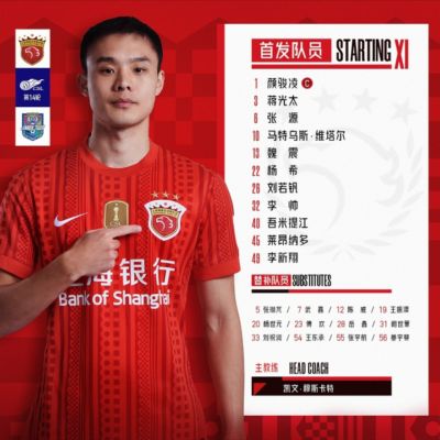 2026怡宝中超联赛第十四轮，上海海港vs天津津门虎，今日首发名单