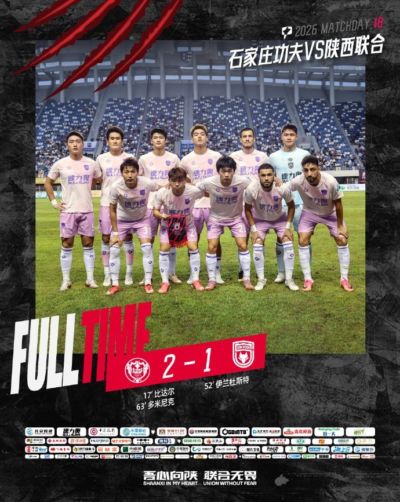 FULL TIME🔺中甲第18轮 陕西联合1:2客场不敌石家庄功夫